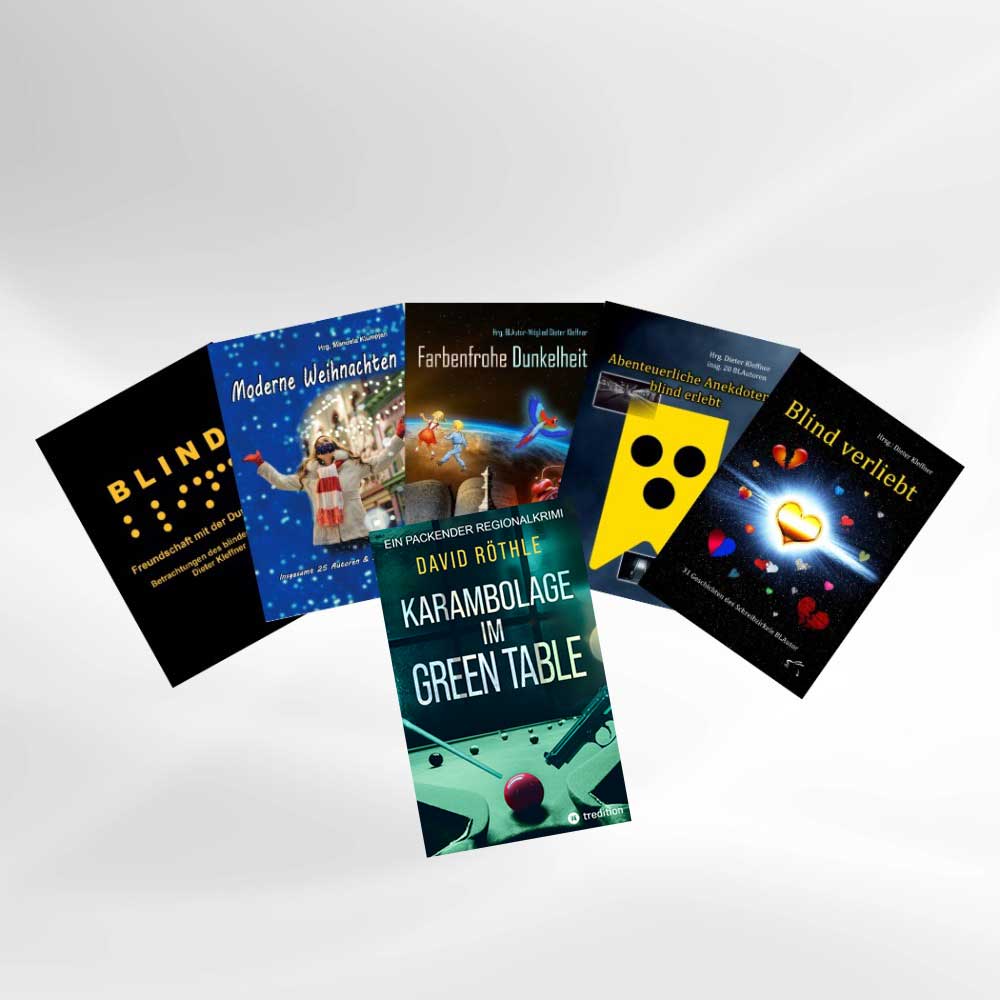 Bücherkarussel mit 6 Buchcover